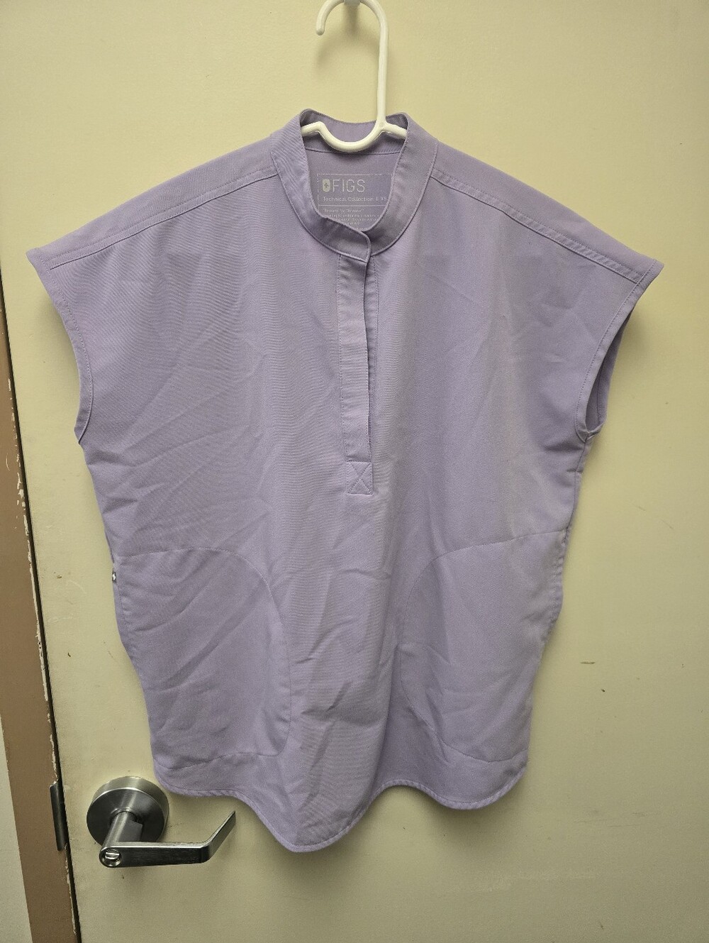 Figs Lavender Mandarin Collar Scrub Top